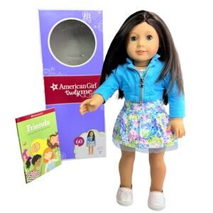 American Girl Doll 60 TM Meet Outfit Dress Jacket Shoes Black Hair Blue Eyes Box